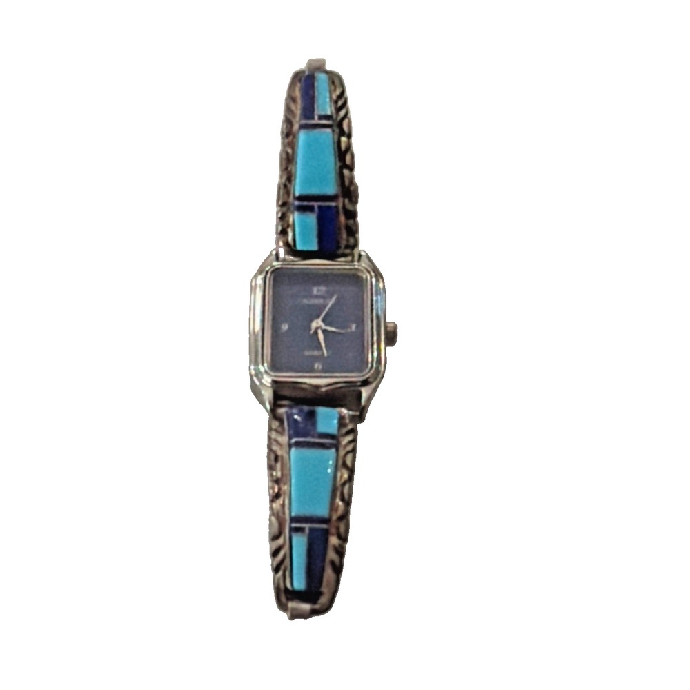 Navajo, turquoise Watch , Sodalite/Lapis inlay - Picture 3 of 13